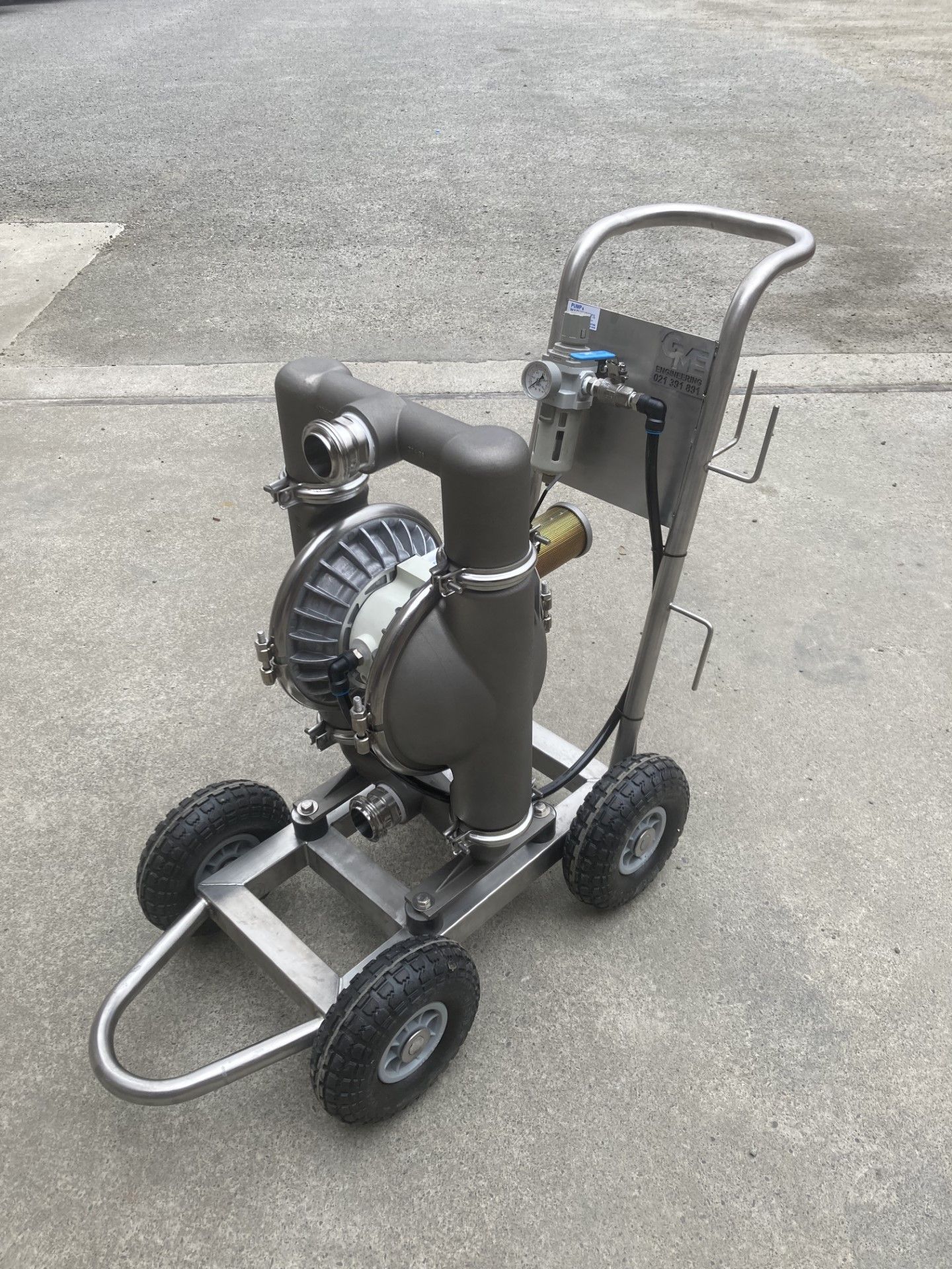 Pump Trolley set up, GME Tradetech Engineering, Marlborough