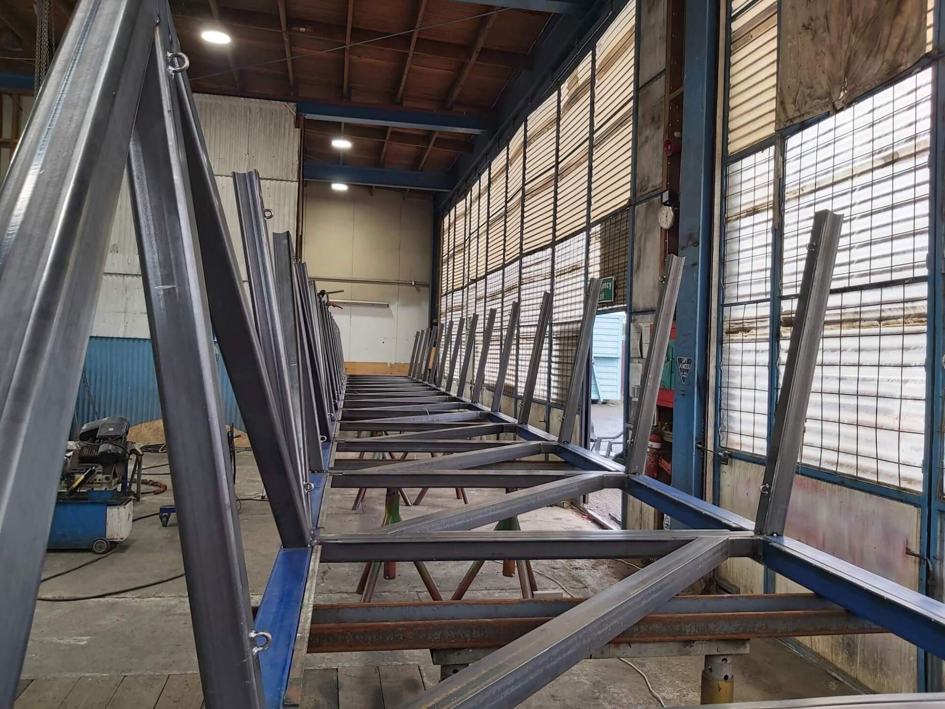 Construction of mild steel bridge for The Whale Trail, built by GME Tradetech Engineering in Blenheim, Marlborough