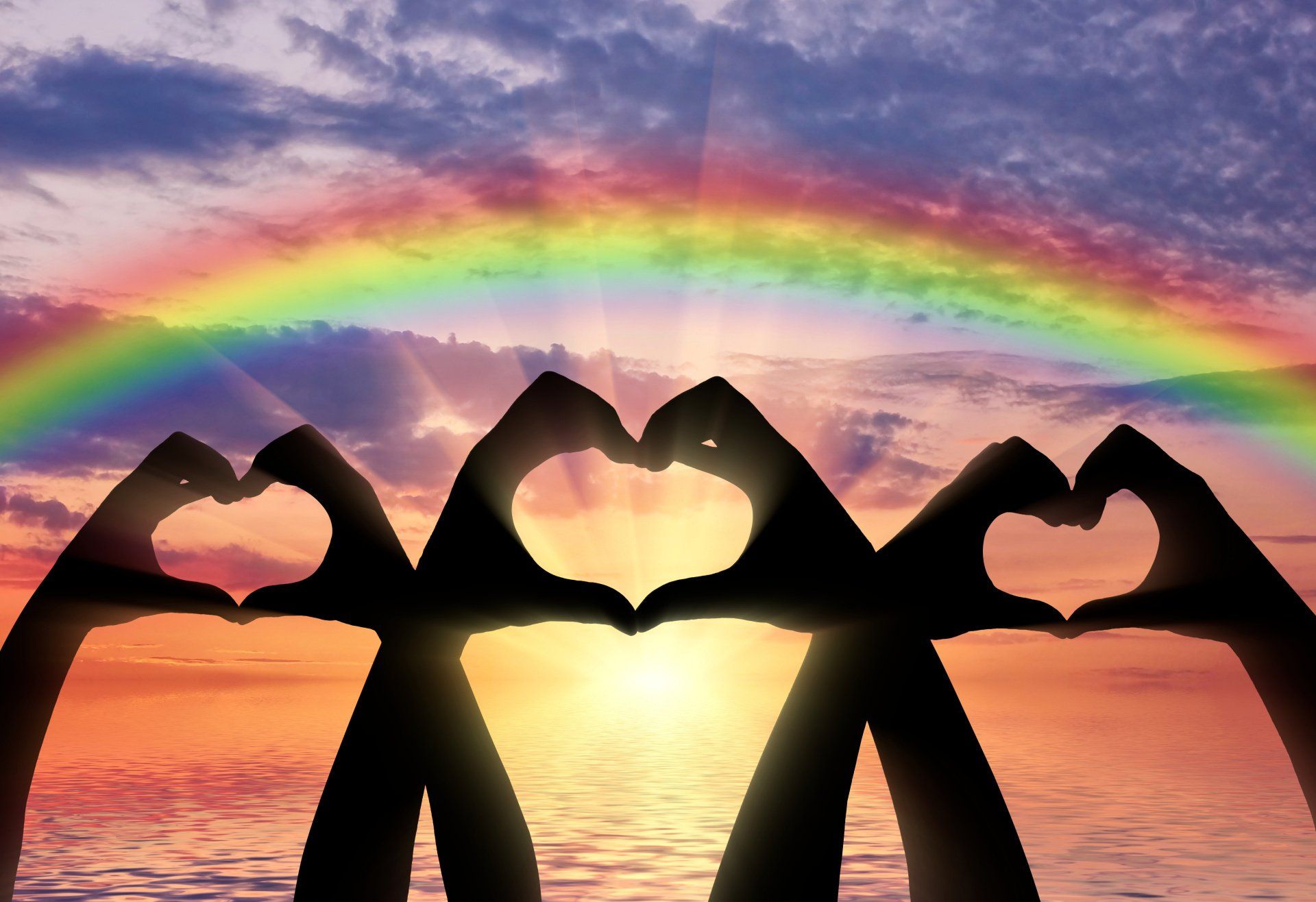rainbow heart hands