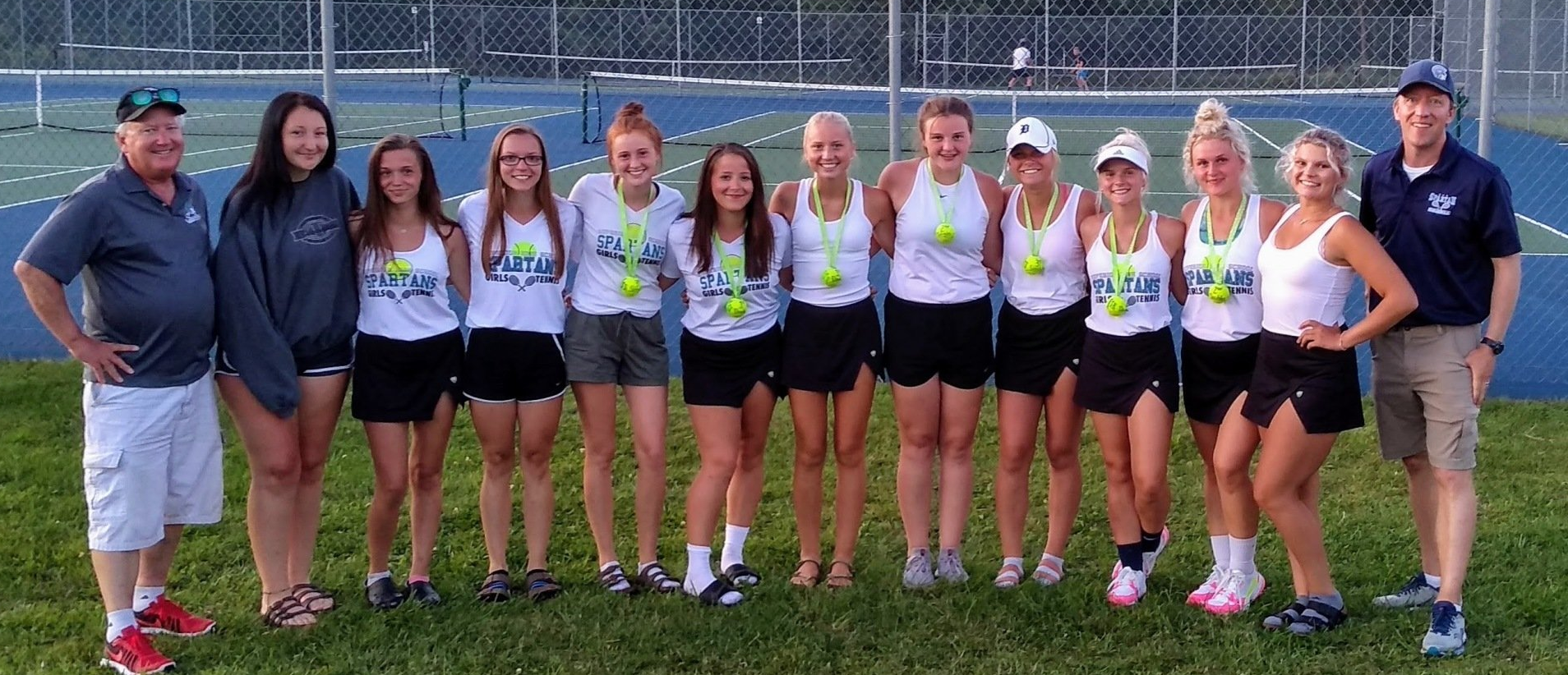 Spartan Girl's Tennis Team after a big day of tennis in central Wisconsin