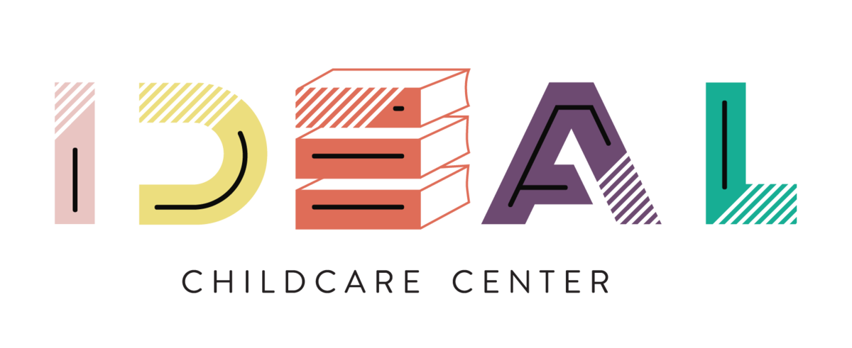 The logo for ideal childcare center shows a stack of books.