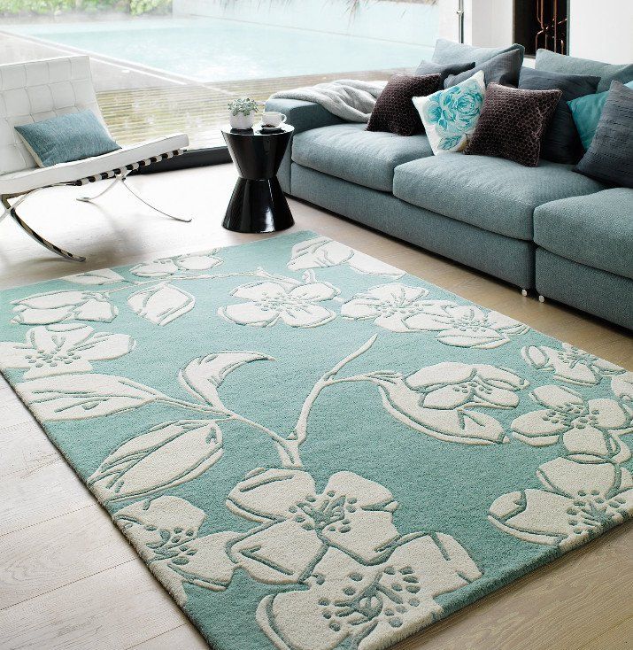 carpet with blue floral design