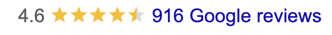 A google review with 46 stars and 916 google reviews