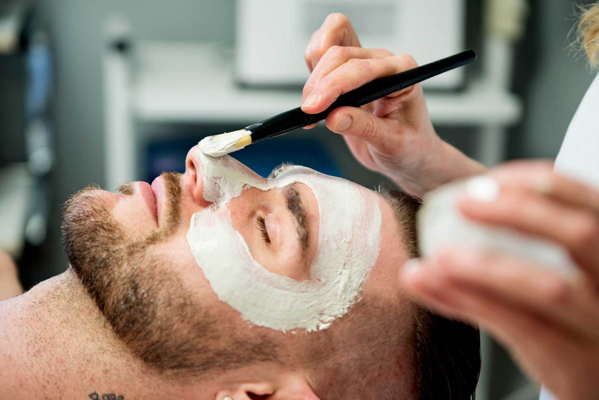Man Getting Facial — Grove City, FL — The Gentlemen's Grooming Shop