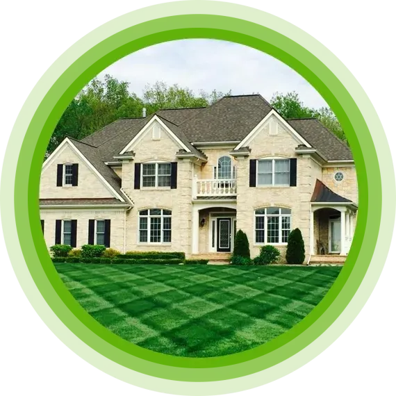 A house with a lush green lawn