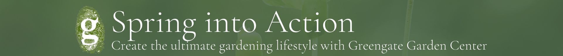 Spring into Action event banner with green background, white title, and small logo on the left