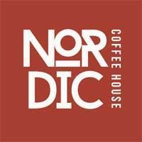 Nordic Coffee House logo in white on a brick-red square.