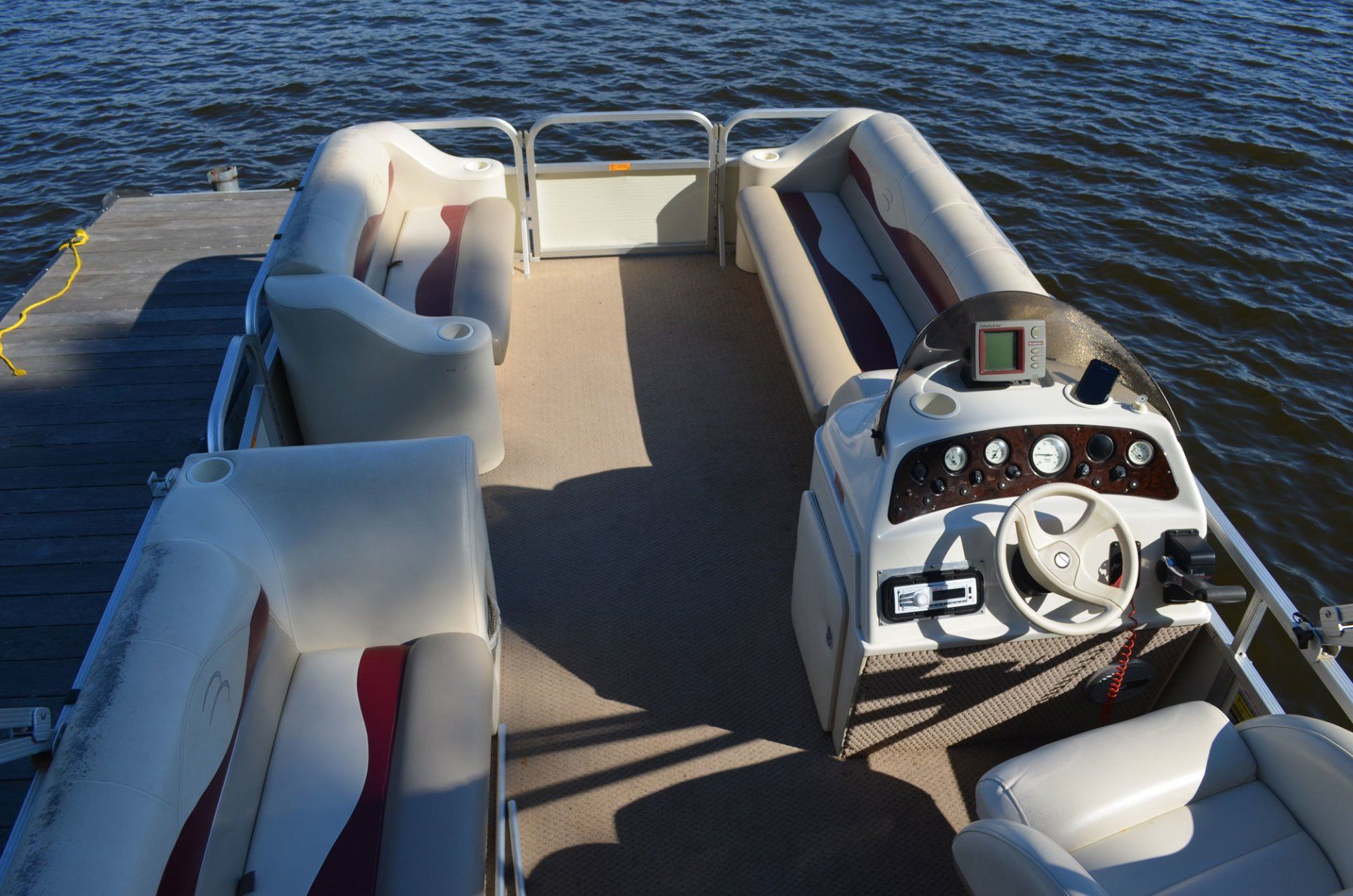 boat on the lake at High Rock Lake Campground