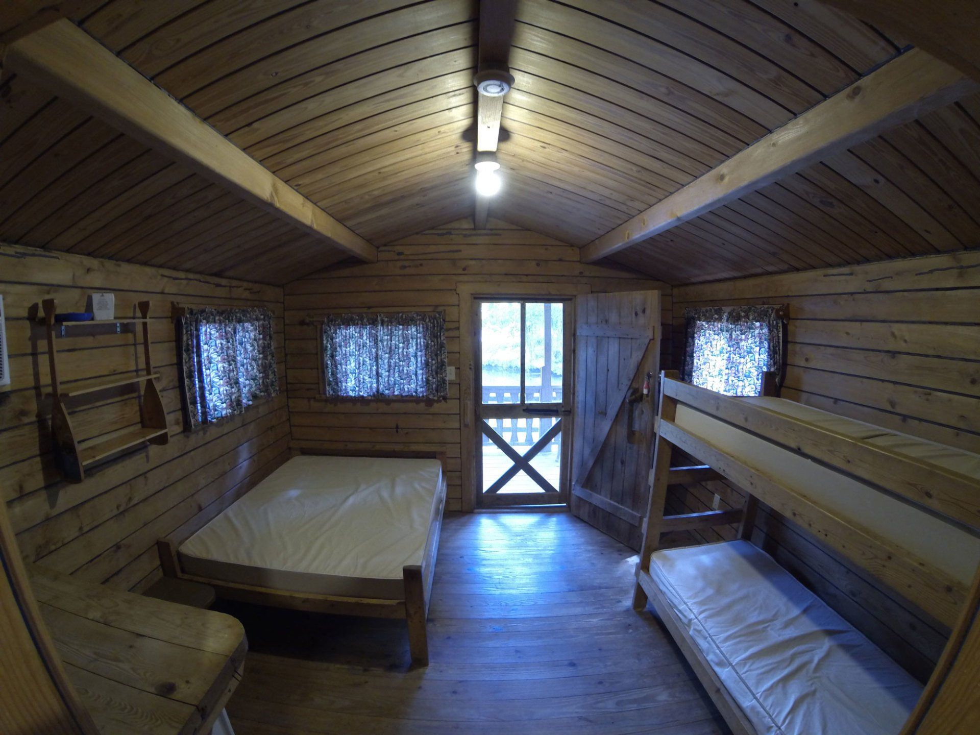 interior bedroom of cabin at High Rock Lake Campground