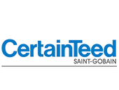 The logo for certainteed saint-gobain is blue and white.