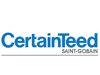 The logo for certainteed saint-gobain is blue and white.
