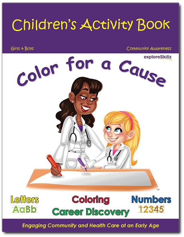 A children 's activity book titled color for a cause