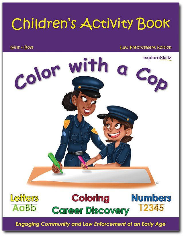 A children 's activity book titled color with a cop
