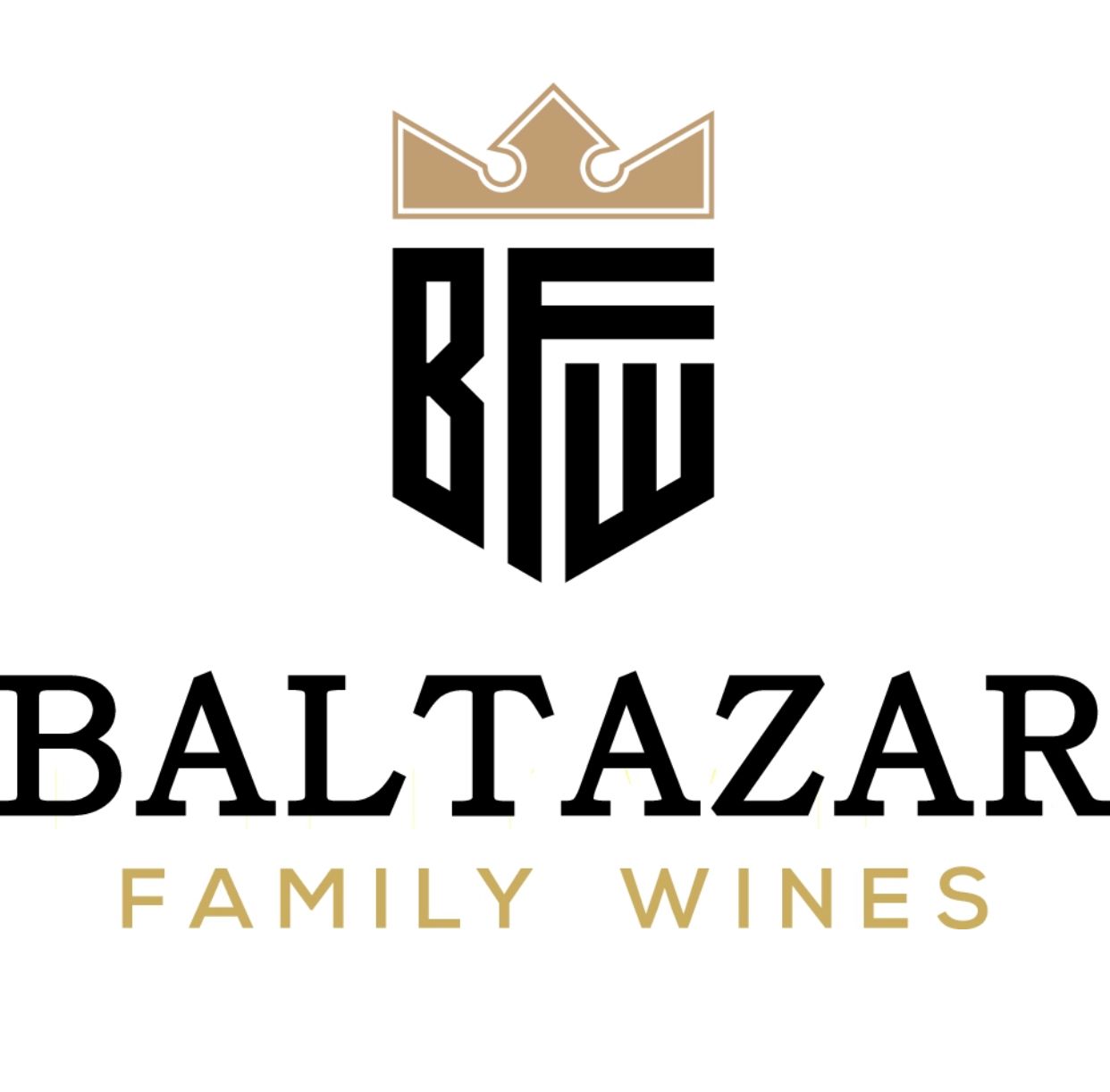 The logo for baltazar family wines has a crown on it.