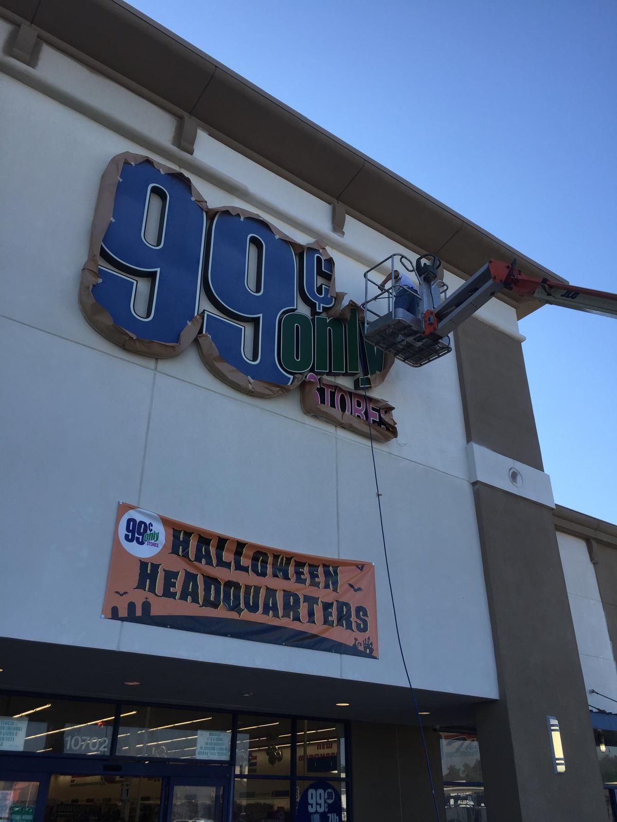 Person in lift bucket working on 