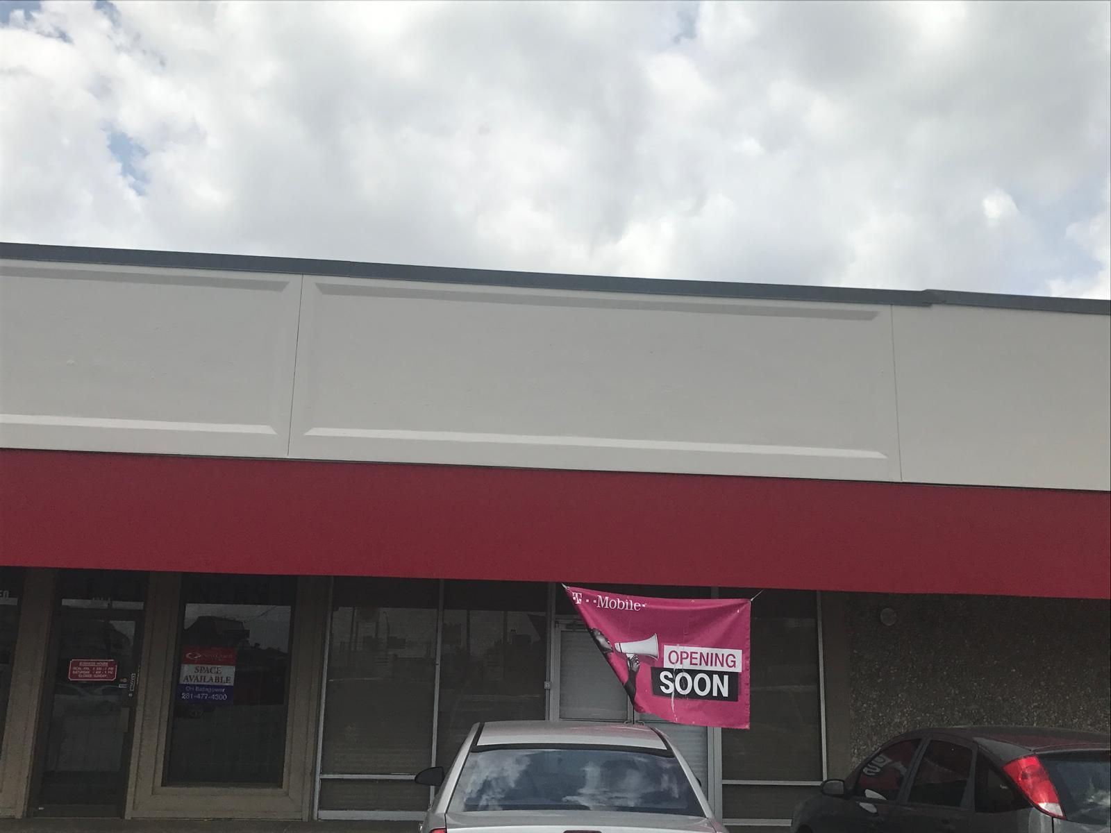 Building exterior with a pink 