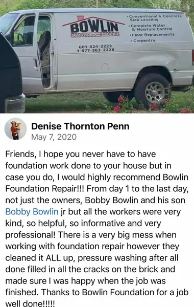 A white van with the word bowlin on it