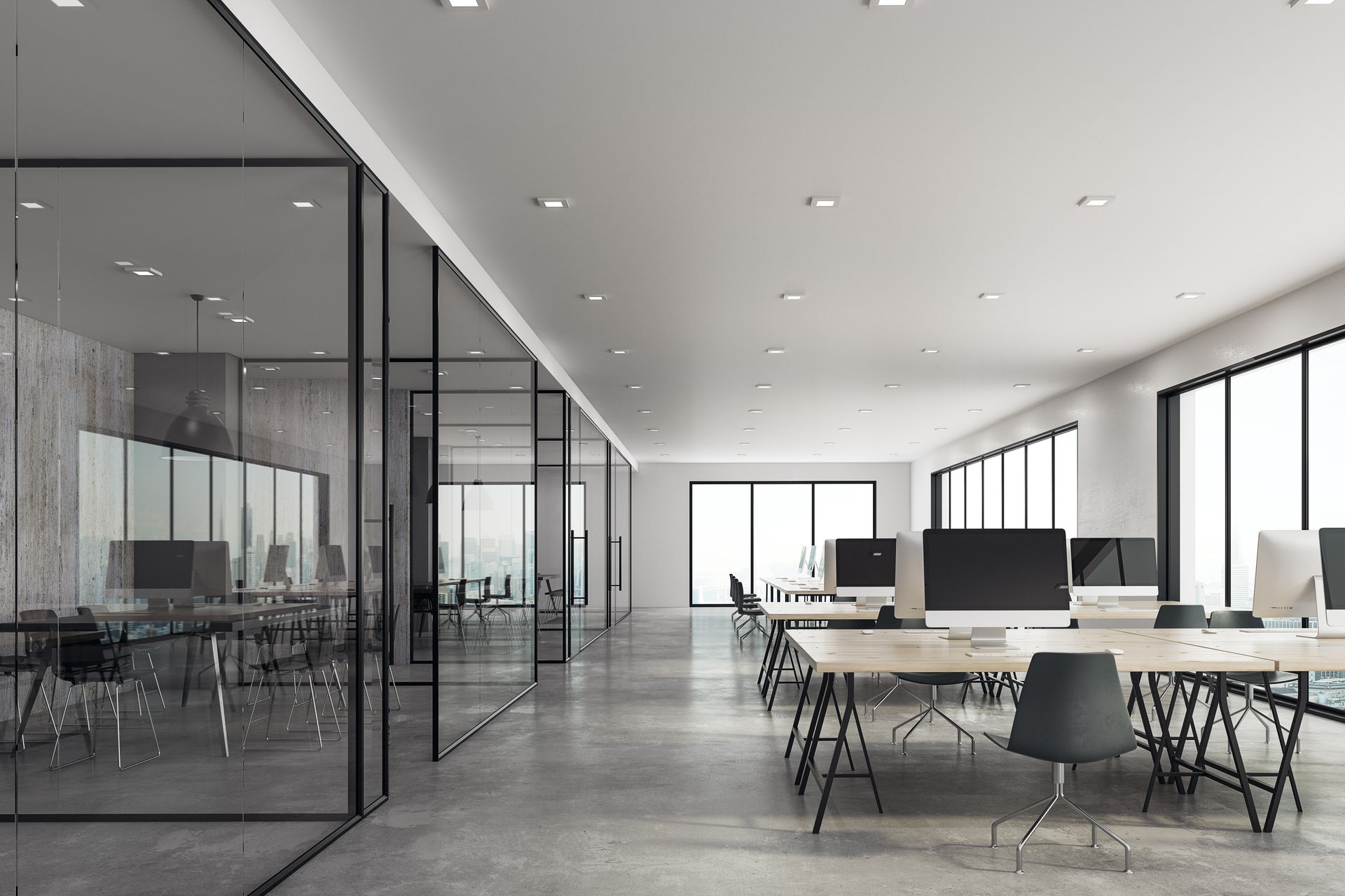 Bright coworking office interior 