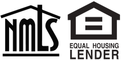 A black and white logo for nmls and equal housing lender