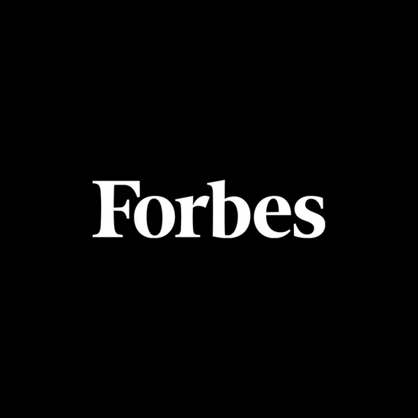 Forbes logo on a black background, white text.