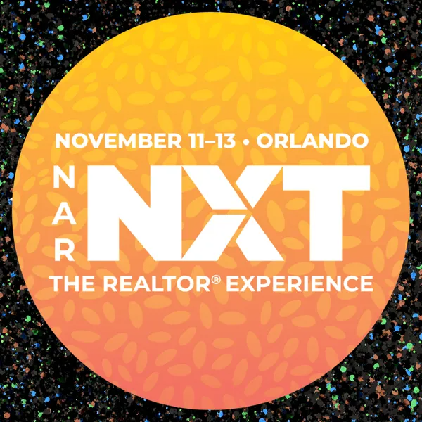 Logo for NAR NXT: The Realtor Experience in Orlando, November 11-13. Orange gradient circle with white text.