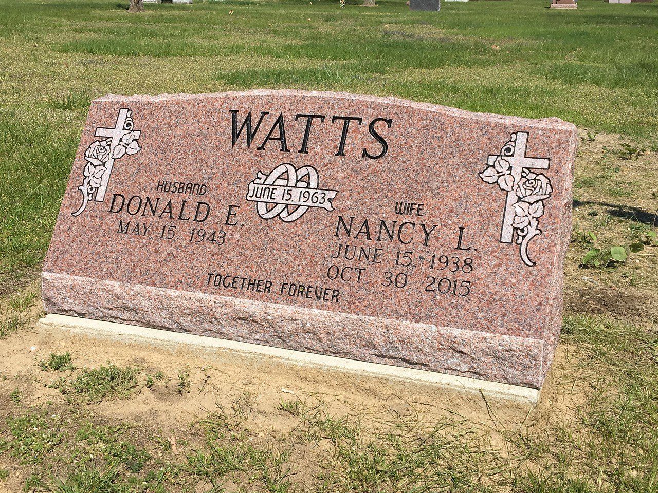 3 Ft. Double Slant Antique Bronze Color With Cross Engravings — Willoughby, OH — Northcoast Memorials