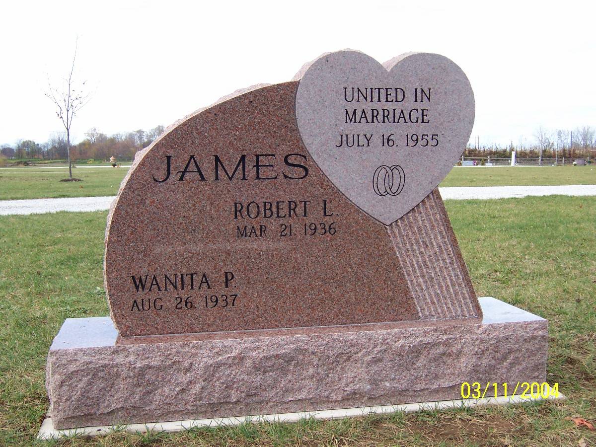 With Stripes Heart Shaped Monument — Willoughby, OH  —  Northcoast Memorials