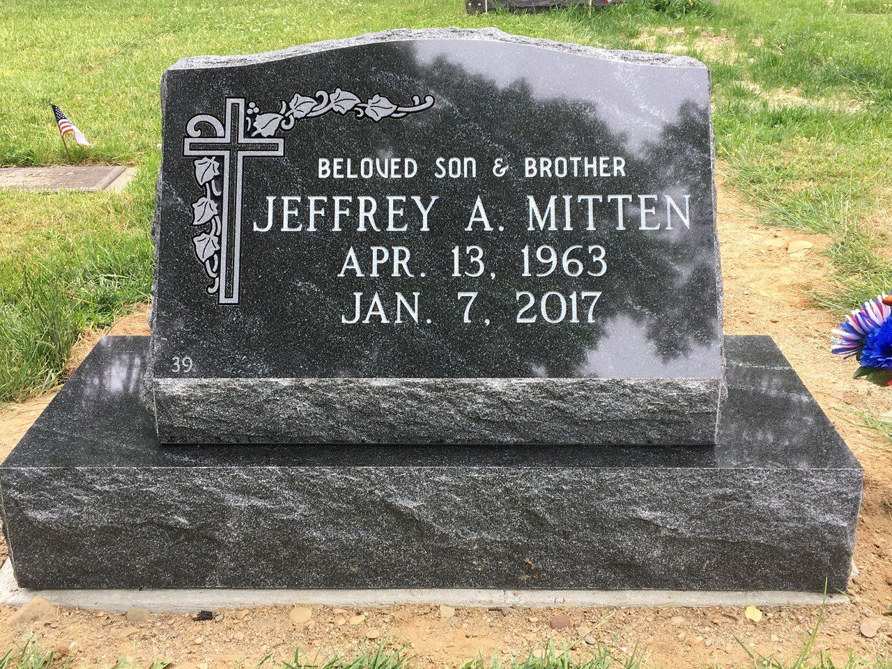 Single Slant With Base Ebony Colored — Willoughby, OH — Northcoast Memorials