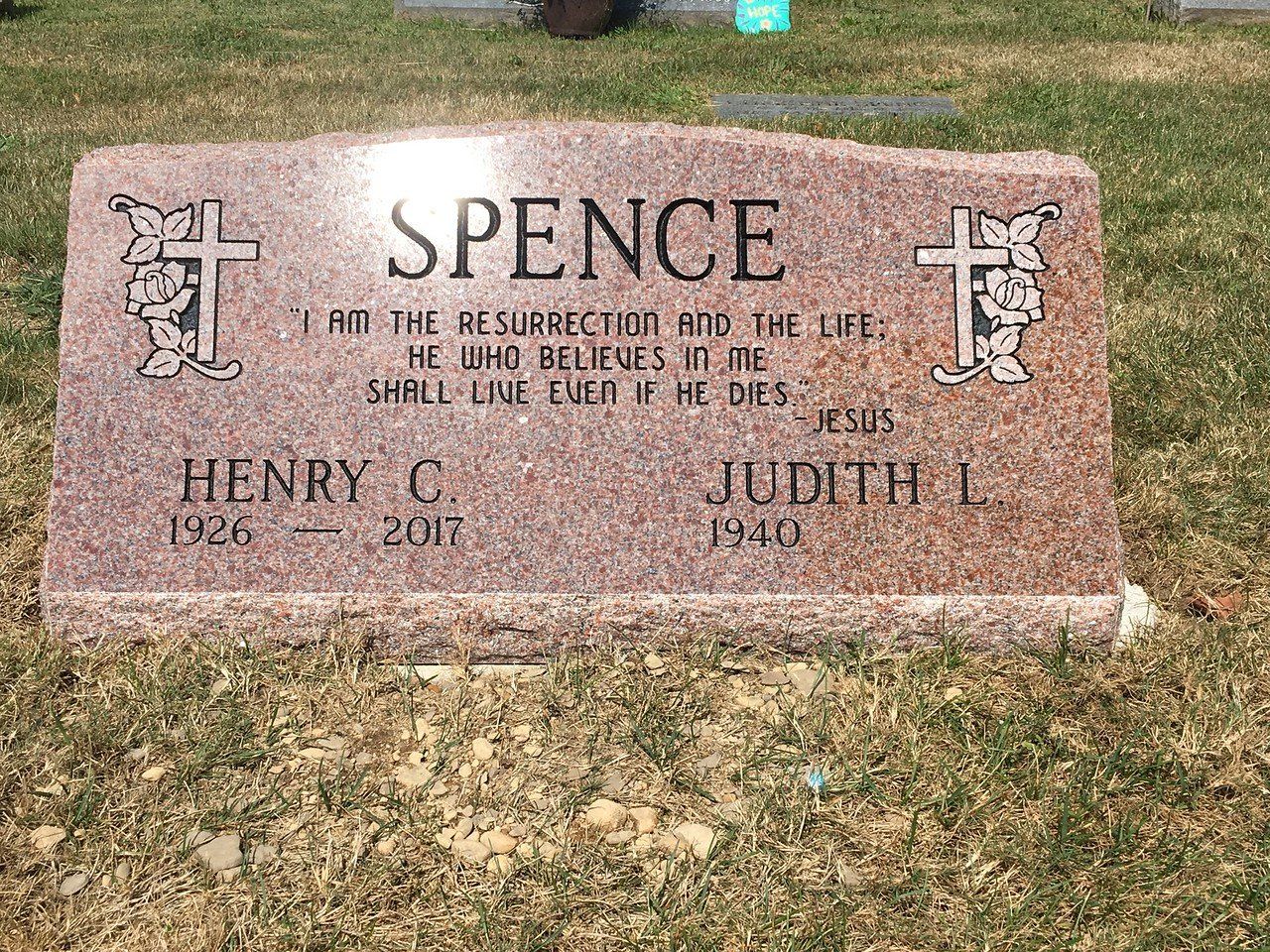 3 Ft. Double Slant Sunset Rose Color With Cross Engraved — Willoughby, OH — Northcoast Memorials