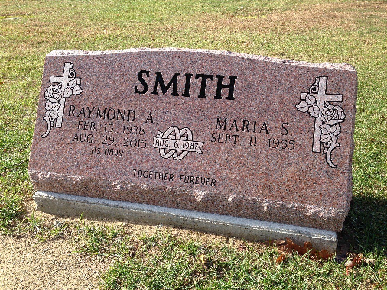 3 Ft. Double Slant Missouri Pink Color With Cross Engraved — Willoughby, OH — Northcoast Memorials