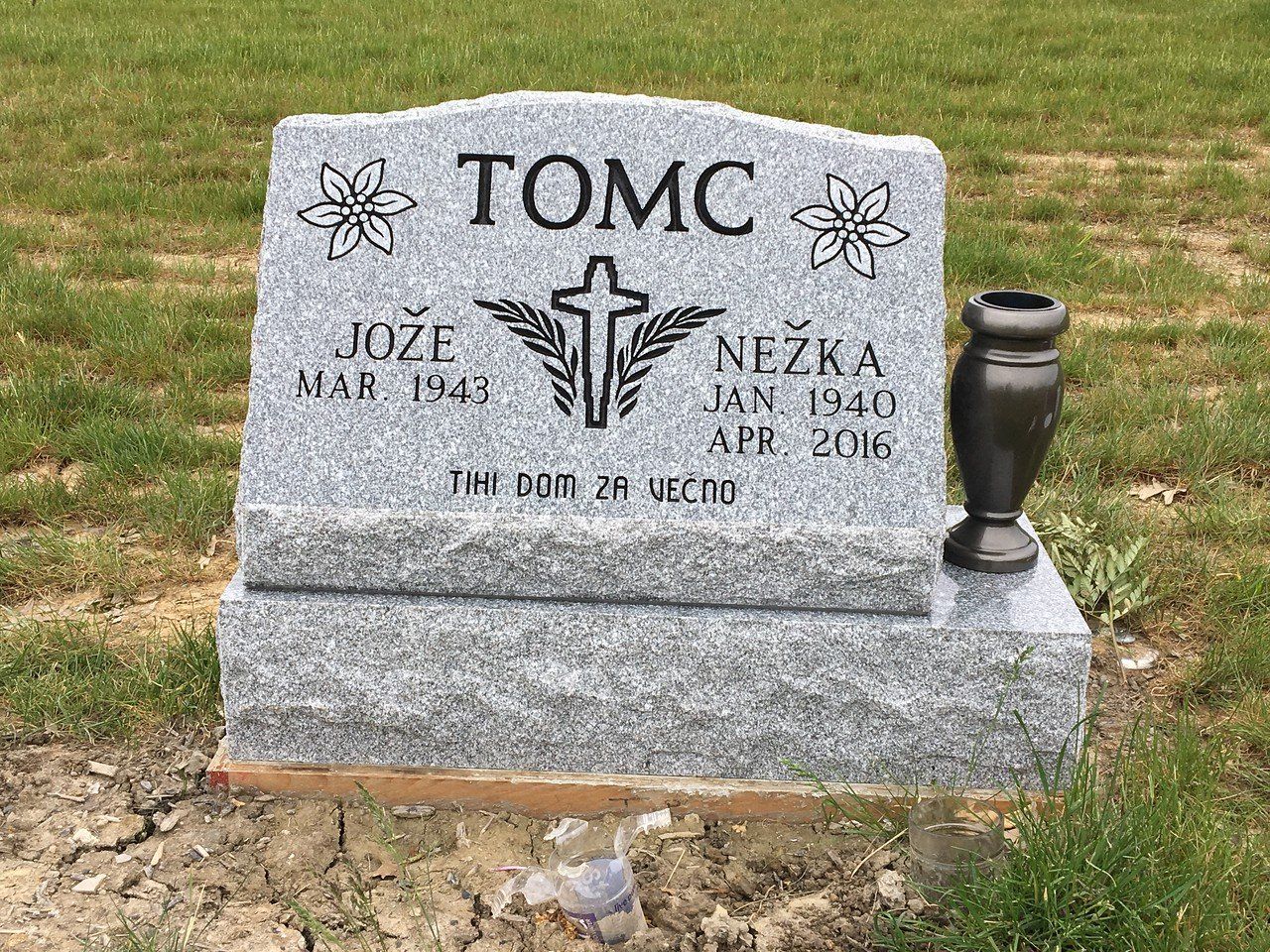 Single Slant With Base Light Gray Colored — Willoughby, OH — Northcoast Memorials