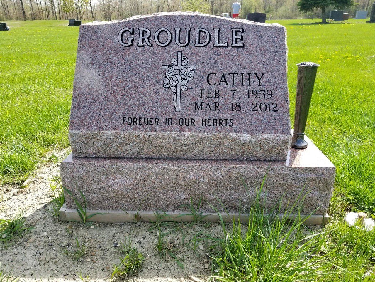 Single Slant With Base Sunset Rose Colored — Willoughby, OH — Northcoast Memorials