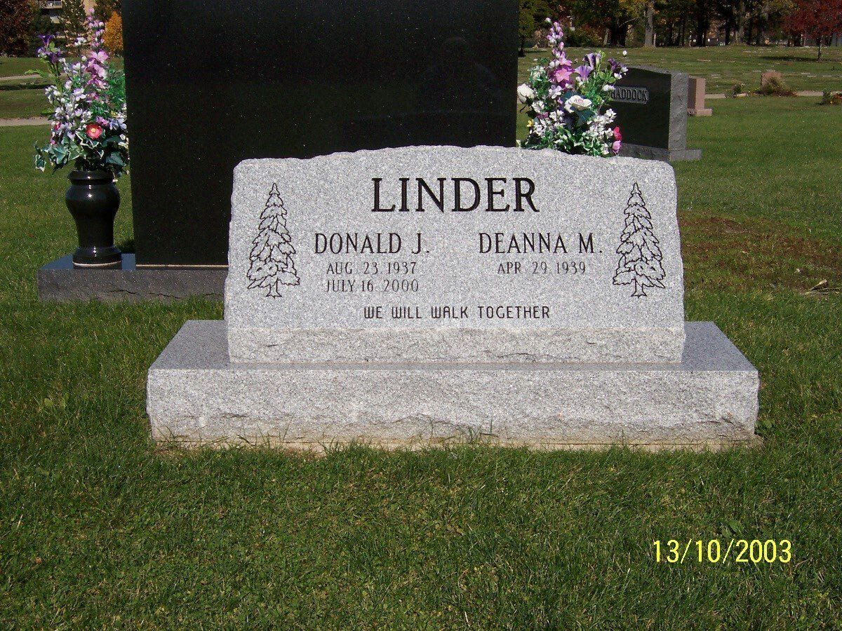 3 Ft. Double Slant With A Base With Tree Engraved— Willoughby, OH — Northcoast Memorials