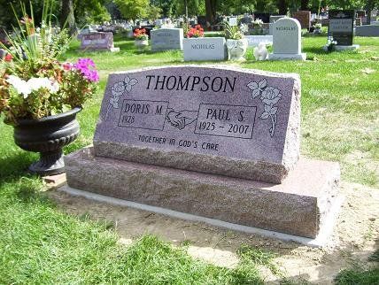 3 Ft. Double Slant With A Base With Flowers Engraved — Willoughby, OH — Northcoast Memorials