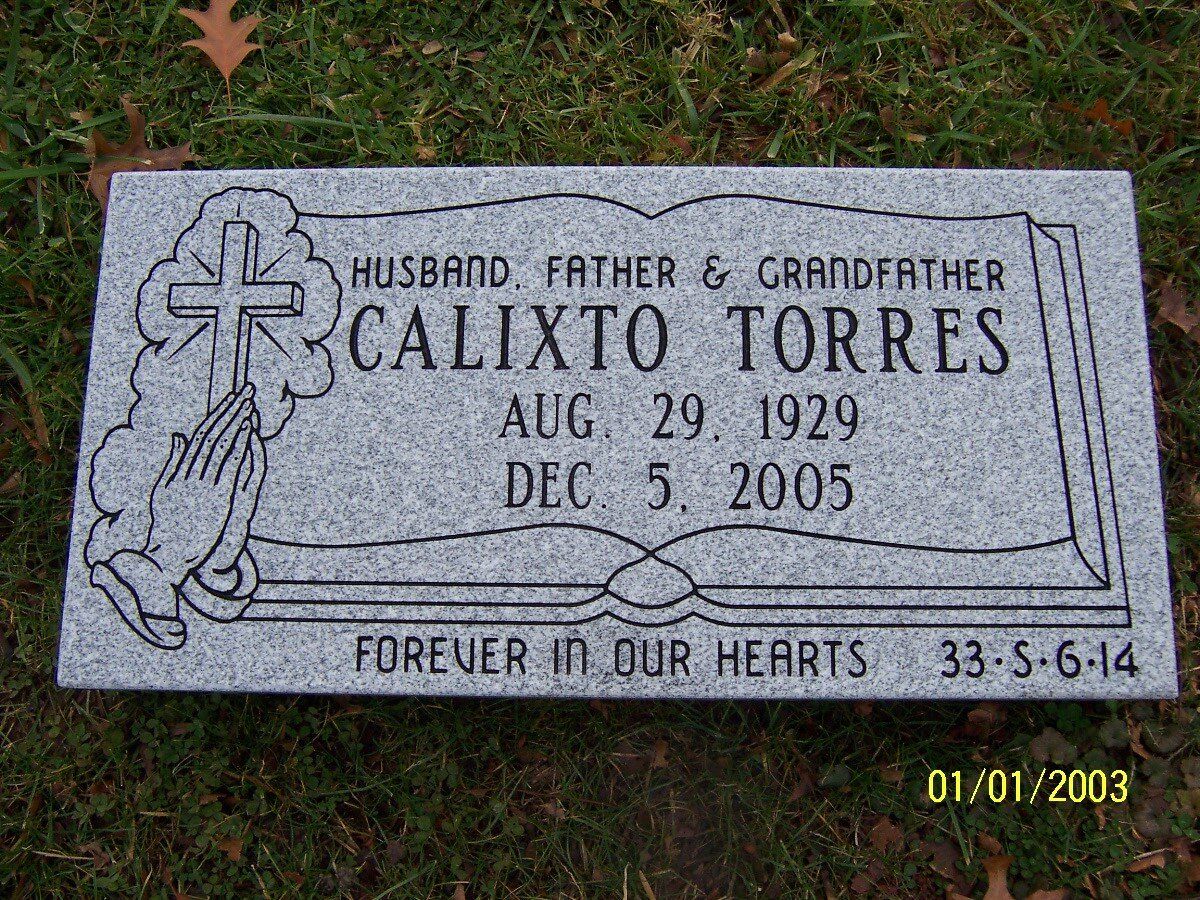Plain Granite Praying Hand With Cross Flush Marker — Willoughby, OH  —  Northcoast Memorials