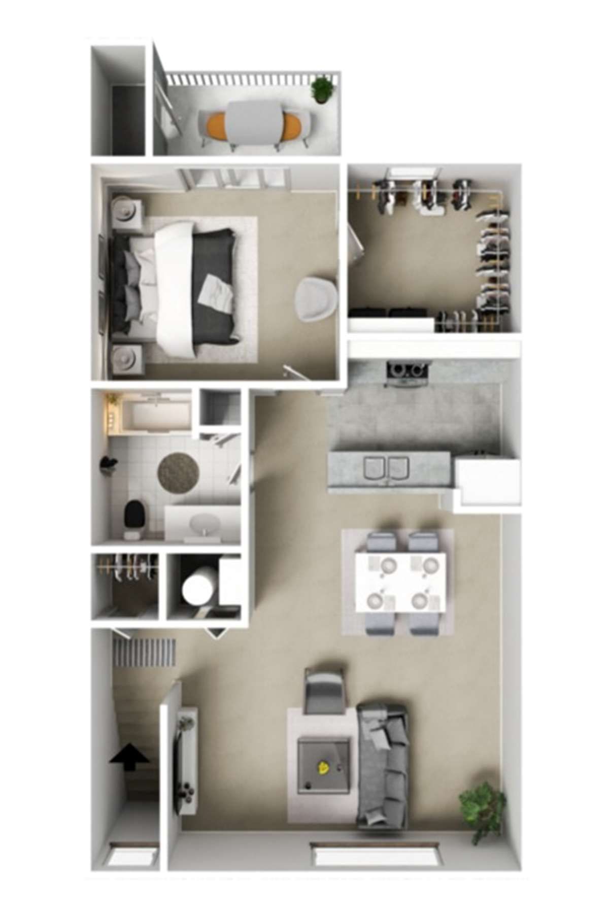 An aerial view of a floor plan of a house.