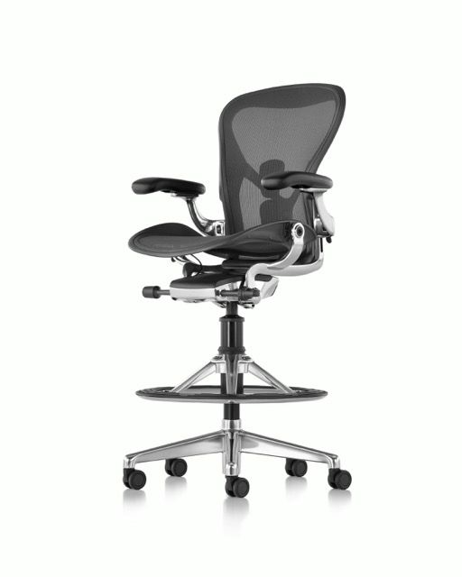 Black ergonomic office chair with mesh back and chrome base on a white background