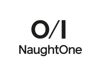 NaughtOne logo in black text with stylized O/I mark above on a white background