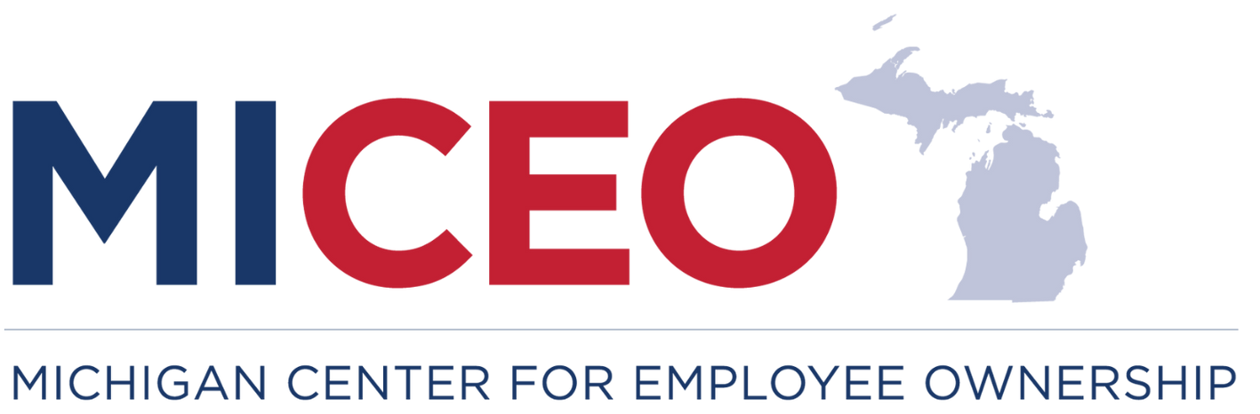 A logo for the michigan center for employee ownership