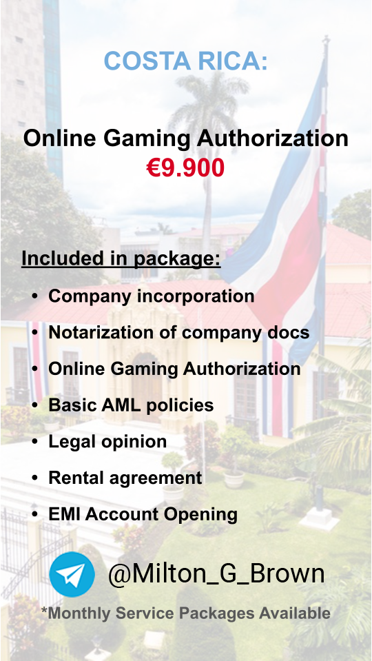 Promotion for Costa Rica gaming license