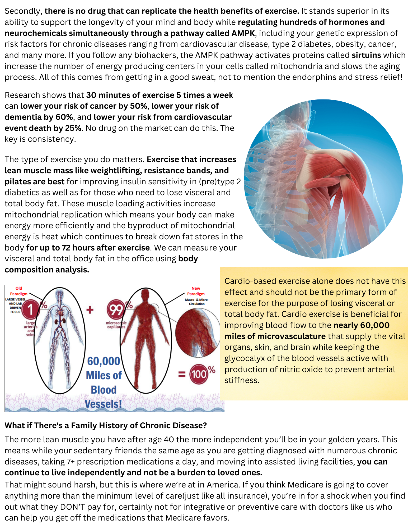 A page of text with a picture of a human body and a picture of a muscle.