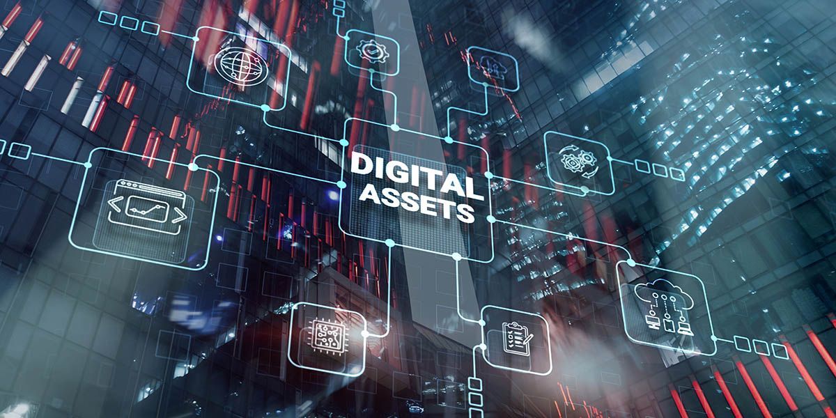 A computer screen with the words `` digital assets '' written on it.