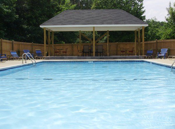 The pool at Greenwood Townhomes