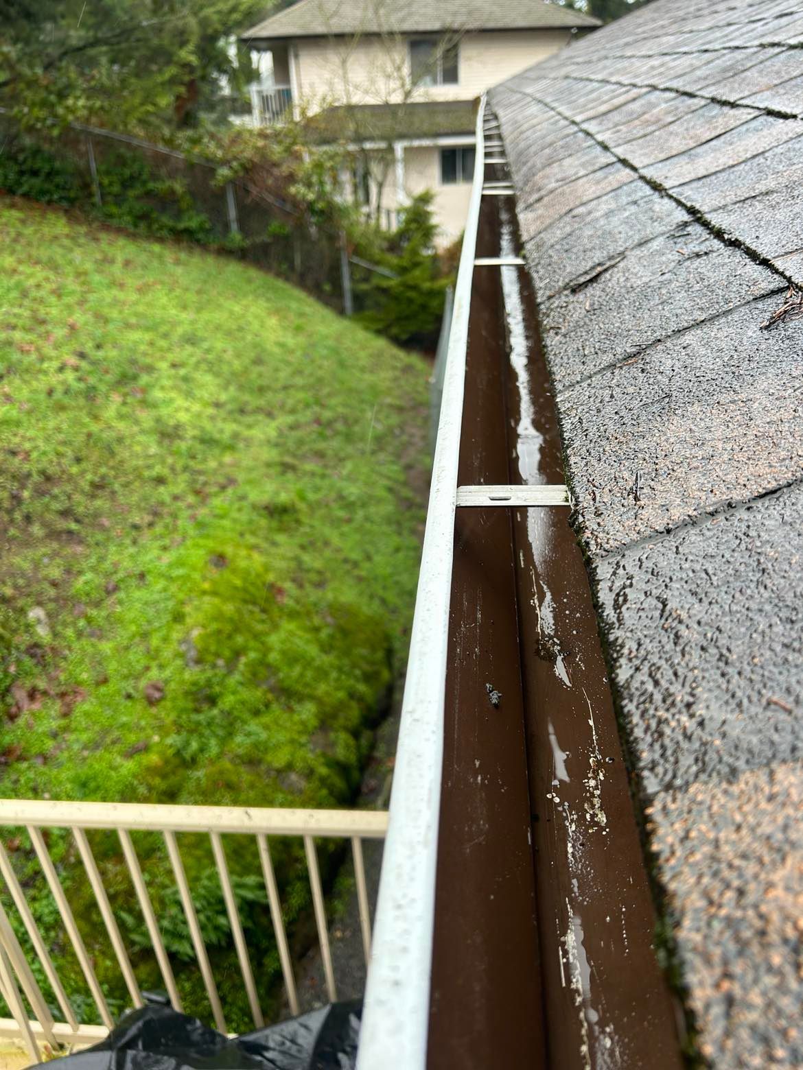 after photo of gutter cleaned in langford, the before photo was displayed right before this one