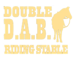 A yellow logo for double d.a.b. riding stable
