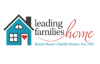 Logo celebrating 100 years of Leading Families Home. Features the number 100, a house graphic, and partnership logos.