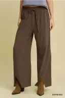 UMC4250 Expresso Wide Leg Linen Pants