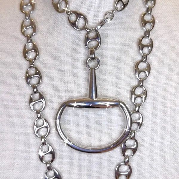 STA242 Antique Silver 39 Inch Necklace Snaffle Bit