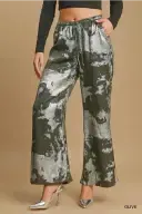 UMK9234 Olive Wide Leg Metallic Pants