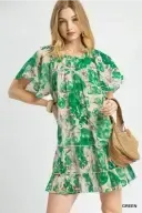 UMA1780 Green Print Midi Dress